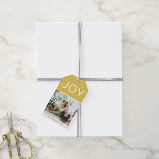 イエローホリデーズギフトクリスマスフォトギフトラベル ギフトタグ (より糸付き)