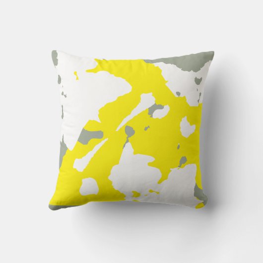 イエローホワイトとグレーの抽象芸術グレー無地のバック クッション (裏面)
