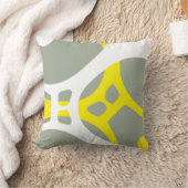 イエローホワイトとグレーの抽象芸術パターン枕 クッション (ブランケット)