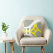 イエローホワイトとグレーの抽象芸術パターン枕 クッション (椅子)