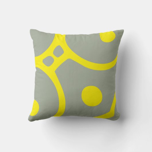 イエローホワイトとグレーの抽象芸術パターン枕 クッション (裏面)