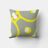 イエローホワイトとグレーの抽象芸術パターン枕 クッション (裏面)