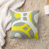 イエローホワイトとグレーの抽象芸術パターン枕 クッション (ブランケット)