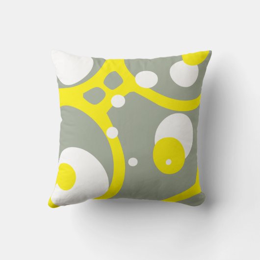 イエローホワイトとグレーの抽象芸術パターン枕 クッション (裏面)