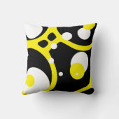 イエローホワイトとブラックの抽象芸術パターン枕 クッション (裏面)