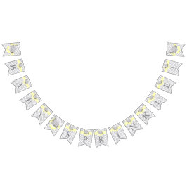 イエローホワイトグレーエレファントベビー散布機 バンティングフラッグ