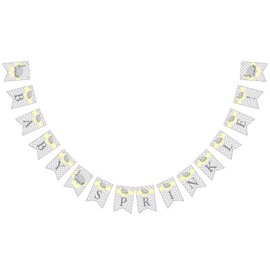 イエローホワイトグレーエレファントベビー散布機 バンティングフラッグ (全)