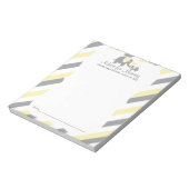 イエローホワイトグレーストライプアドバイスゾウ ノートパッド (回転)