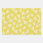 イエローホワイトグレーフローラ誕生日ブライダルシャワー ラッピングペーパーシート (正面3)