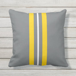 イエローホワイトグレー垂直ストライプ屋外枕 アウトドアクッション
