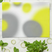 イエローホワイトグレー抽象芸術アート  キッチンタオル (折り畳み)