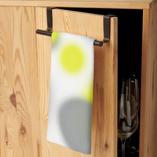 イエローホワイトグレー抽象芸術アート  キッチンタオル (三つ折り)