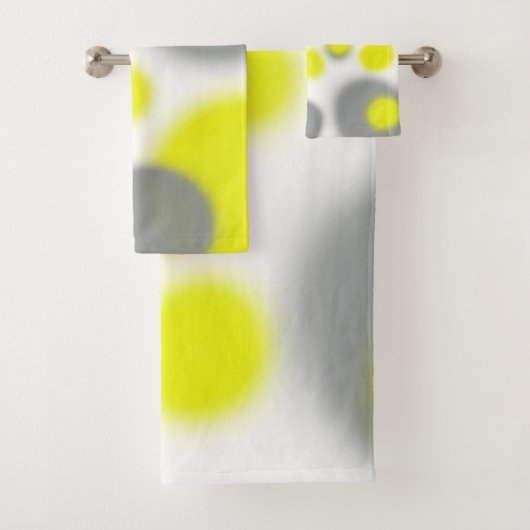 イエローホワイトグレー抽象芸術アート バスタオルセット (インサイチュ)