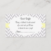 イエローホワイトグレー象の赤ちゃんシャワーブックラッフル エンクロージャーカード (裏面)