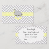 イエローホワイトグレー象の赤ちゃんシャワーブックラッフル エンクロージャーカード (正面/裏面)