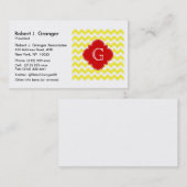 イエローホワイトシェブロンレッドクローバーモノグラム 名刺 (正面/裏面)