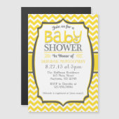 イエローホワイトシェブロン磁気ベビーシャワー招待状 マグネット招待状 (正面/裏面)