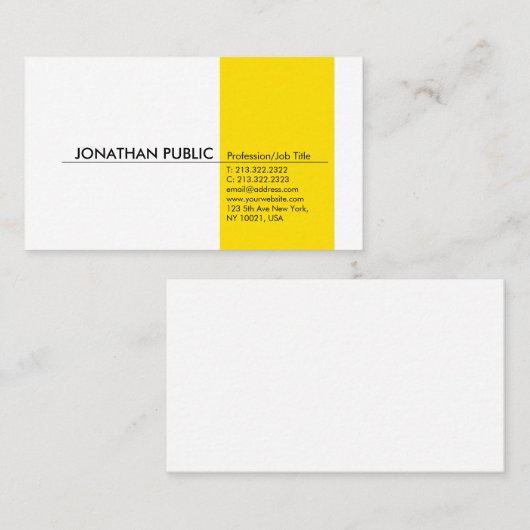 イエローホワイトシンプルプロフェッショナルエレガント 名刺 (正面/裏面)