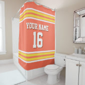 イエローホワイトスストライプポーツジャージ付きサンゴ シャワーカーテン (インサイチュ)