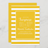 イエローホワイトストライプの100th誕生日パーティー 招待状 (正面/裏面)