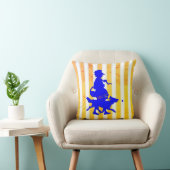 イエローホワイトストライプドッグブルーシルエット クッション (椅子)