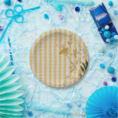 イエローホワイトストライプフローラジンガムプレイドファームハウス ペーパープレート (パーティー)