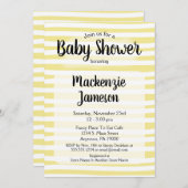 イエローホワイトストライプ招待状ベビーシャワー 招待状 (正面/裏面)