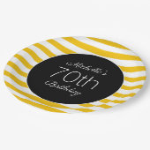 イエローホワイトストライプ誕生日ズブラック70 ペーパープレート (アングル)