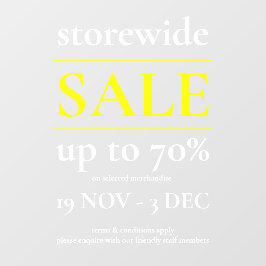 イエローホワイトセールウィンドウサインクラシープロフェッショナル ウィンドウサイン