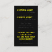 イエローホワイトゼブラ印刷パターン名刺 名刺 (裏面)