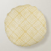 イエローホワイトダイヤモンドヴィンテージパターン ラウンドクッション (裏面)