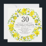 イエローホワイトダッフォジルリース30th Birthday 招待状<br><div class="desc">黄かわいらし色と白のフローラリース招待状30歳の誕生日パーティー。繊細な葉を持つ黄色と白の水仙の花は、繊細なオフホワイトの背景に美しい春の花束を作成する。全てのサンプル文字はカスタマイズ、誕生日の祝い事者の完全な詳細、会場とRSVPの情報を提供することができる。Zazzleデザインツールを使用して色やフォントなどの詳細を変更することが可能である。</div>