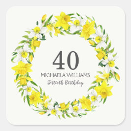 イエローホワイトダッフォジルリース40歳の誕生日 スクエアシール