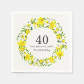 イエローホワイトダッフォジルリース40th誕生日パーティー スタンダードカクテルナプキン (正面)