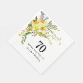 イエローホワイトダッフォディル70th誕生日パーティー スタンダードランチョンナプキン (角)