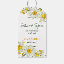 イエローホワイトダフォディル素朴フローラ誕生日 ギフトタグ
