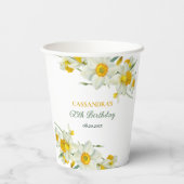 イエローホワイトダフォディル素朴フローラ誕生日 紙コップ (裏面)