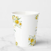 イエローホワイトダフォディル素朴フローラ誕生日 紙コップ (左)