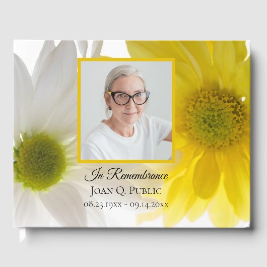 イエローホワイトデイジーお祝いの葬式 ゲストブック (正面)