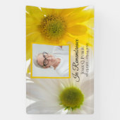 イエローホワイトデイジーお祝いの葬式 横断幕 (縦)