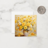 イエローホワイトデイジーとバラインJug Flat Note Card ノートカード (正面/裏面インサイチュ)