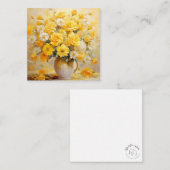 イエローホワイトデイジーとバラインJug Flat Note Card ノートカード (正面/裏面)