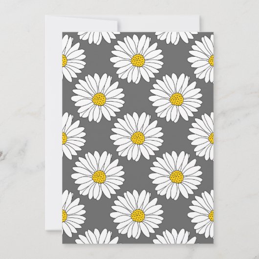イエローホワイトデイジーグレーイエローホワイトデイジーパターン 招待状 (裏面)