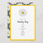 イエローホワイトデイジーグレーイエローホワイトデイジーパターン 招待状 (正面/裏面)