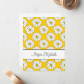 イエローホワイトデイジーパターン2 ノートカード (正面/裏面インサイチュ)