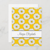 イエローホワイトデイジーパターン2 ノートカード (正面/裏面)