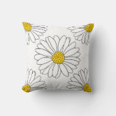 イエローホワイトデイジーパターン クッション (正面)