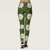 イエローホワイトデイジーフラワーズ花の写真 レギンス (裏面)