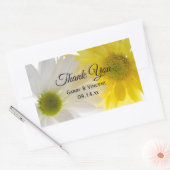 イエローホワイトデイジー結婚ズサンキューメッセージカード 長方形シール (封筒)