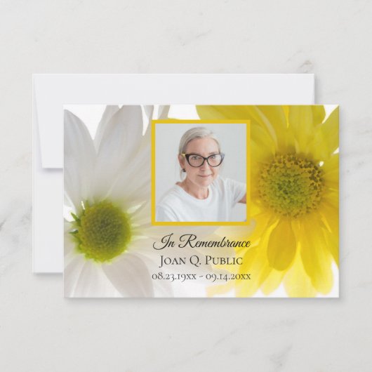 イエローホワイトデイジー葬儀記念悔やみや弔慰 サンキューカード (正面)